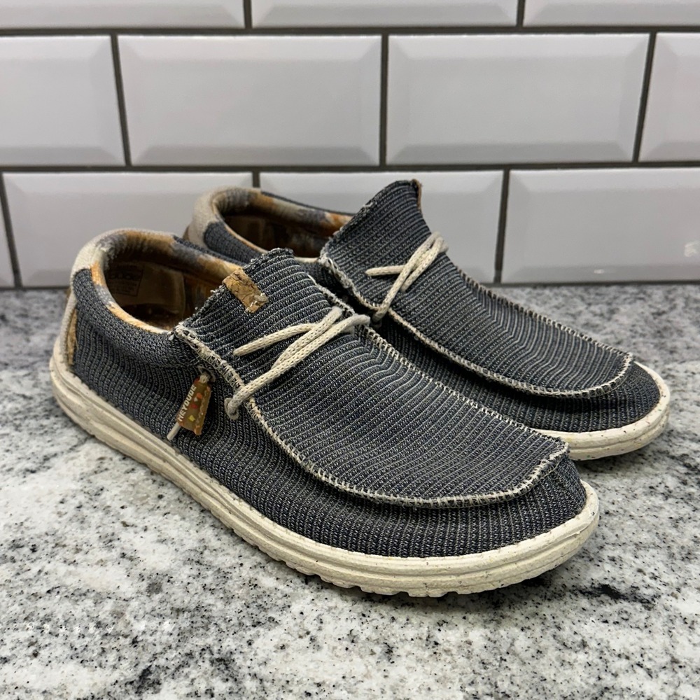 Hey Dude Men 8 Wally Eco Sox Aegean Grey Loafers Slip On Lightweight Casual Shoe